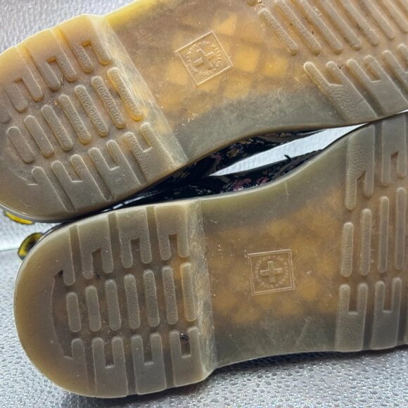 Size 4 - Dr. Martens Delaney Black Kids Side Zip Floral Combat Boots SK04Q - Picture 7 of 9